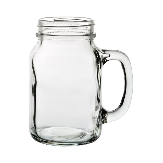 Tennessee Handled Glass Jar cocktail glass by Glassware UK, 430ml, clear glass with a sturdy handle for serving drinks.