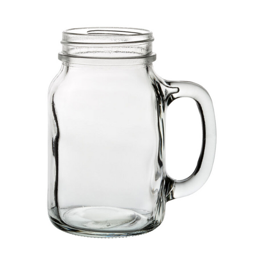 Tennessee Handled Glass Jar cocktail glass by Glassware UK, 430ml, clear glass with a sturdy handle for serving drinks.