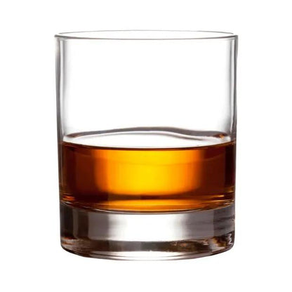 Set of six Glassware UK Old Fashioned Whisky Tumblers, 290ml capacity, clear glass with a classic cylindrical shape.