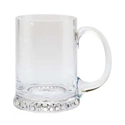 Krosno handmade star-based glass tankard with 450ml capacity, clear glass with star embossed design, ideal for beverages.
