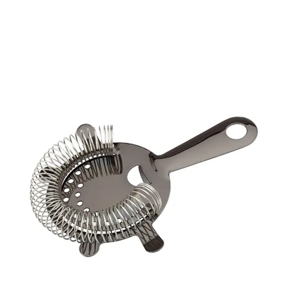 Stainless steel cocktail strainer with four prongs, designed for professional bar accessories by Glassware UK.