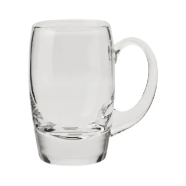 Krosno handmade oval 550ml glass tankard with clear glass and sturdy handle, designed for serving beverages.