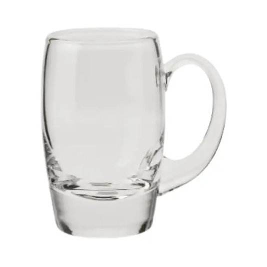 Krosno handmade oval 550ml glass tankard with clear glass and sturdy handle, designed for serving beverages.