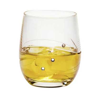Glassware UK diamante whisky tumbler with spiral cut design, 180ml capacity, clear glass for elegant whisky serving.
