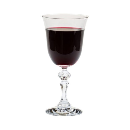 Set of six Krosno Krista red wine glasses by Glassware UK, 220ml capacity, clear glass with elegant design.