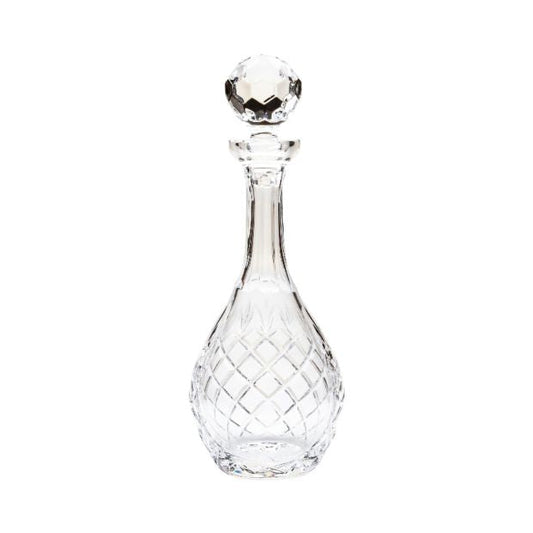 Clear glass cut crystal panelled wine decanter with a 1-liter capacity, elegant design by Glassware UK