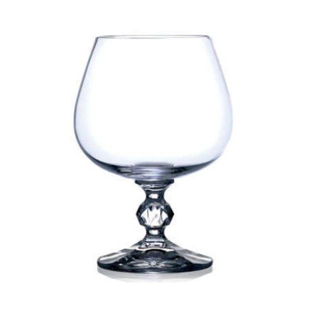 Six Claudia Crystalite whisky tumblers with 250ml capacity, clear glassware set for enjoying brandy and spirits.