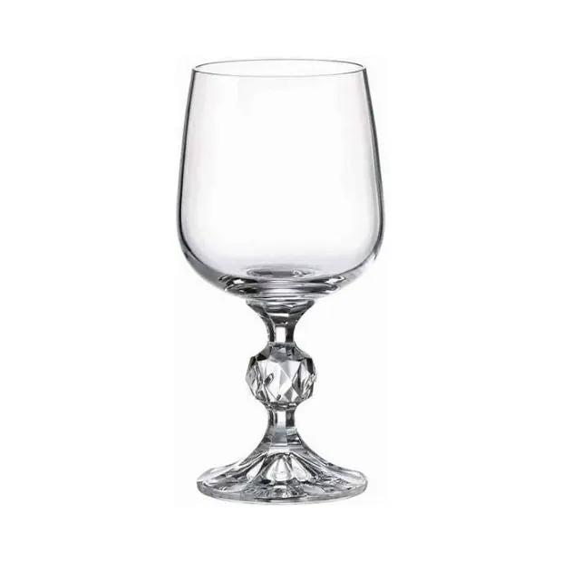Set of six Claudia Crystalite large wine glasses by Glassware UK, 340ml capacity, clear and elegant for wine drinking.