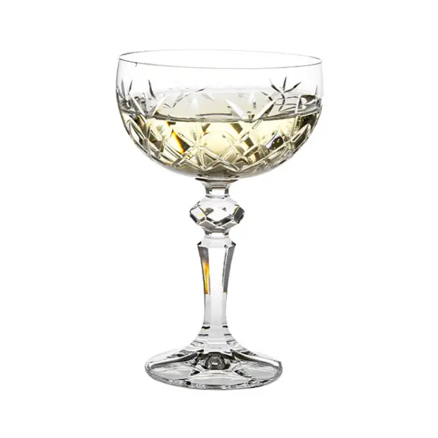 Set of six Flamenco Crystalite full cut champagne flutes from Glassware UK, 200ml capacity, elegant crystal glassware for celebrations.