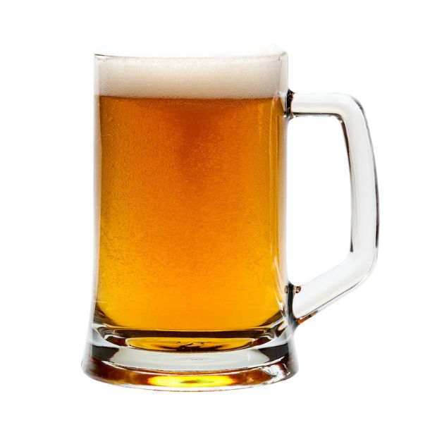 Large straight-sided glass tankard with 670ml capacity from Glassware UK, clear design ideal for beverages or display.