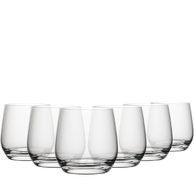 Set of six Murray DOF glass whisky tumblers from Glassware UK, 360ml capacity, clear and stylish for everyday use.