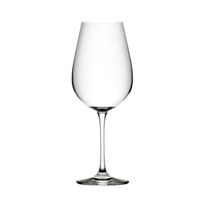 Set of six Mississippi wine glasses by Glassware UK, 650ml, clear glass with elegant shape, perfect for serving wine.
