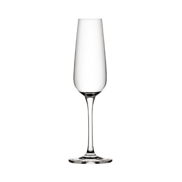 Set of six Mississippi Glass Flutes by Glassware UK, 210ml champagne flutes with clear glass and elegant design.