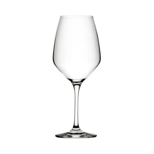 Set of six Seine wine glasses by Glassware UK, 450ml capacity, clear glass with elegant stem design for wine serving.