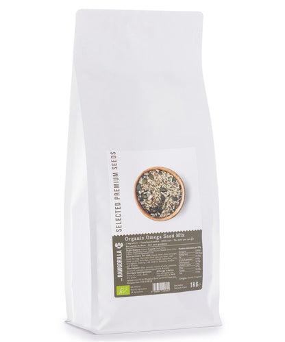 Organic Omega Seed Mix by Whole Food Earth, raw nuts and seeds mix in a 1kg package, rich in healthy omega fatty acids.