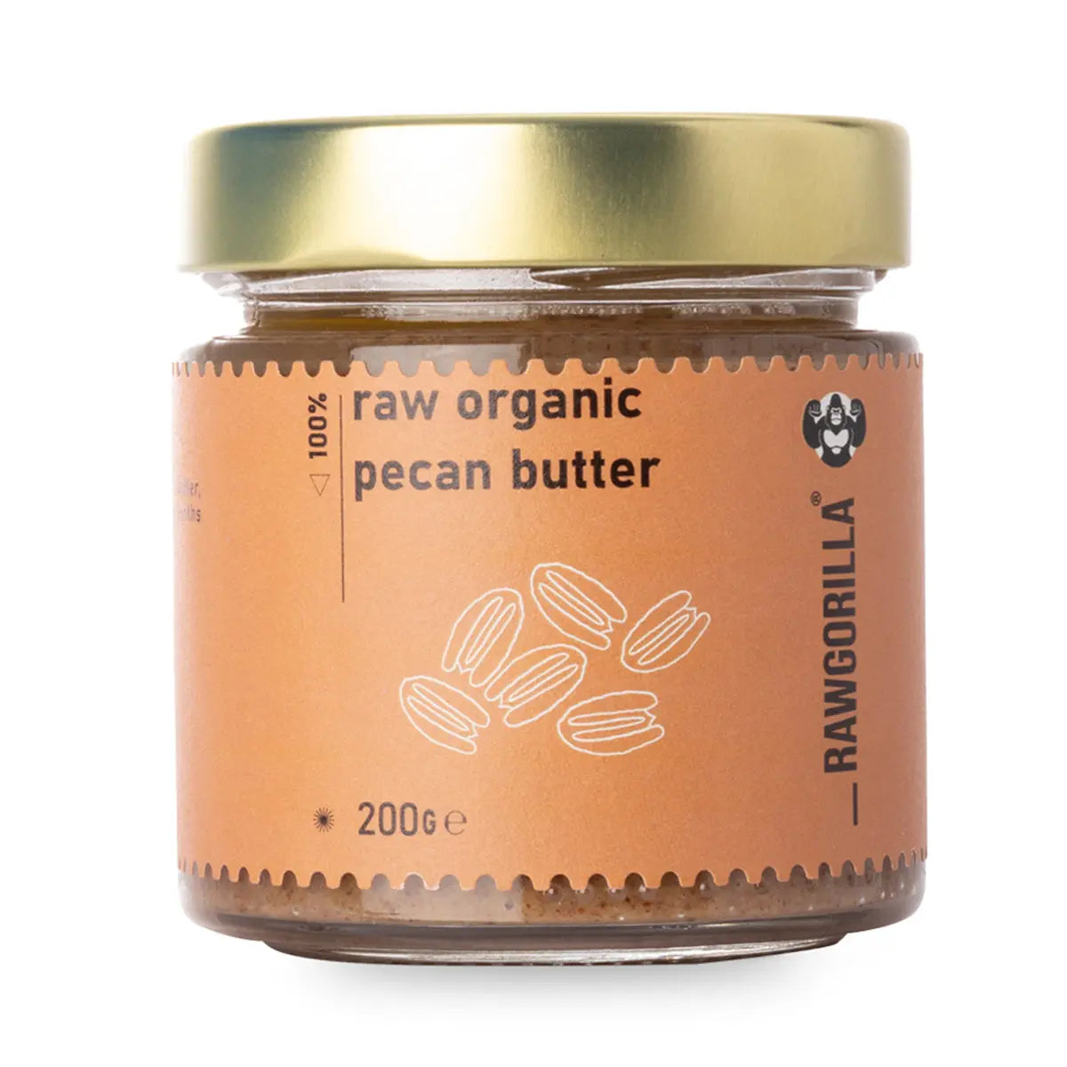 Raw Organic Pecan Butter from RAWGORILLA, creamy nut butter in a jar, made with organic pecans by Whole Food Earth.