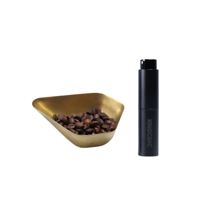 KNOCDIC® bean dosing bowl and RDT spray bottle set for precise coffee brewing and residue removal.