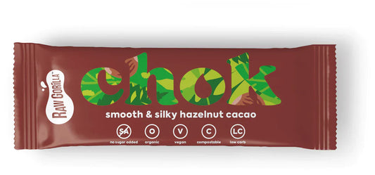 Whole Food Earth Chok Smooth & Silky Hazelnut Cacao Bar, 35g, RAWGORILLA candy and chocolate with hazelnut and cacao flavor