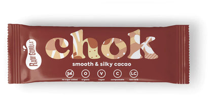 Smooth and silky cacao candy bar by Whole Food Earth, 35g Chok Smooth & Silky Cacao Bar from Raw Gorilla in a sleek chocolate wrapper