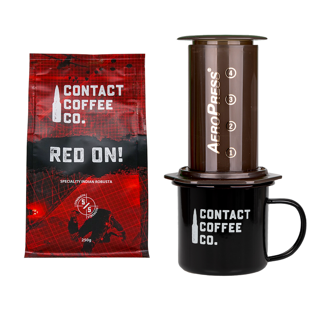 Contact Coffee Company Ltd. coffee care package with assorted coffee beans and accessories in a Deals package.