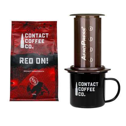 Contact Coffee Company Ltd. coffee care package with assorted coffee beans and accessories in a Deals package.