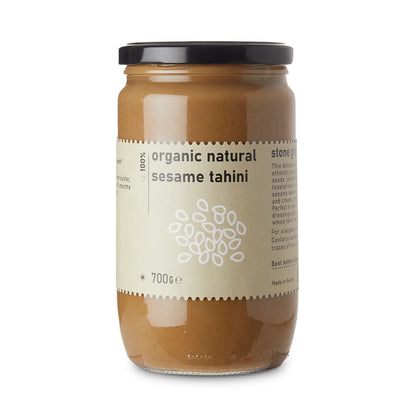 Organic natural sesame tahini from RawGorilla, a creamy spread and dip made from pure sesame seeds by Whole Food Earth.