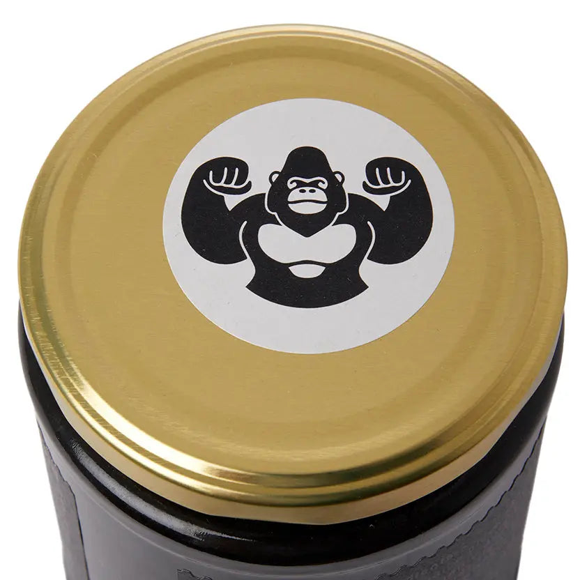 Creamy black sesame tahini from RawGorilla, a raw organic dip and spread with a smooth texture and rich black sesame seeds.