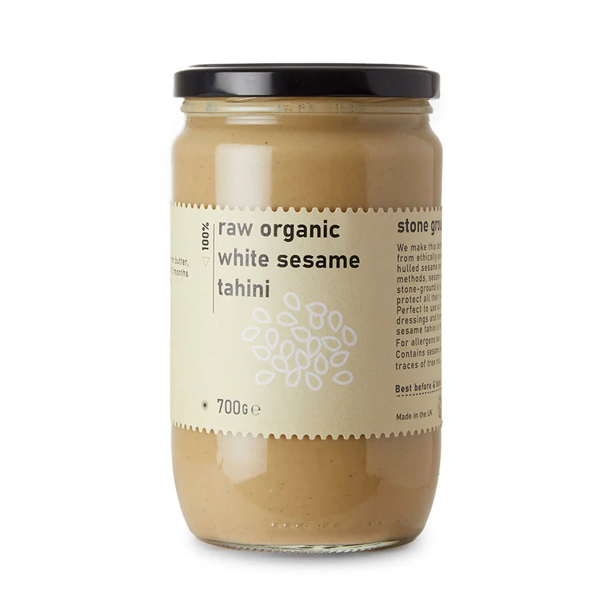 Creamy raw organic white sesame tahini from RawGorilla, a healthy dip and spread made with pure, natural sesame seeds.