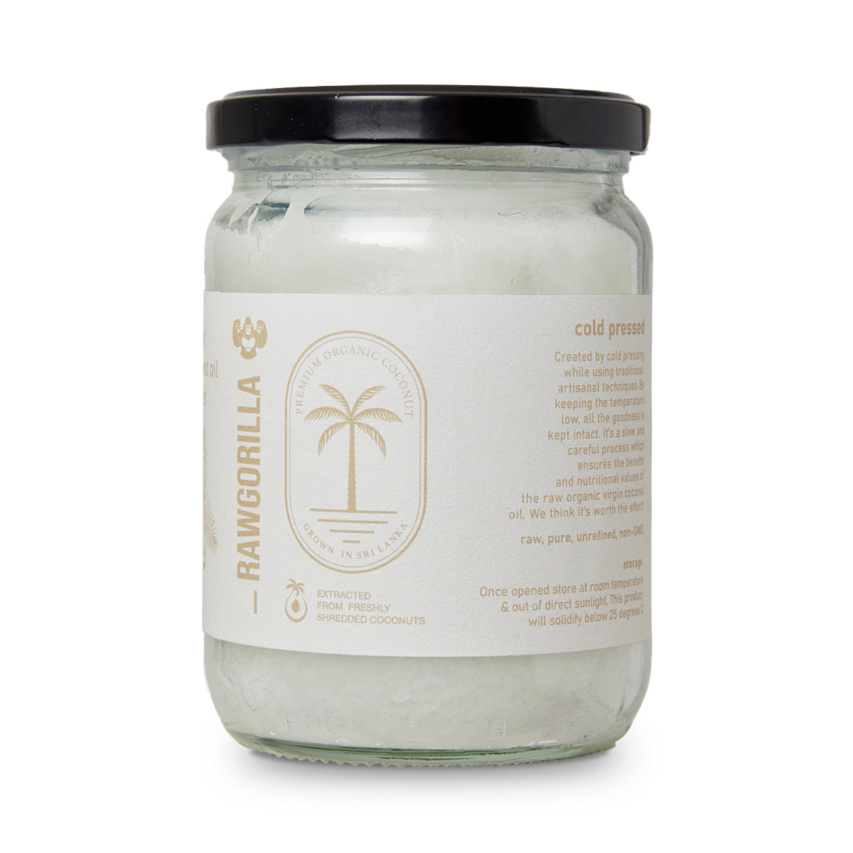 Whole Food Earth raw organic virgin coconut oil in a 500ml jar, natural and unrefined cooking oil from RawGorilla.