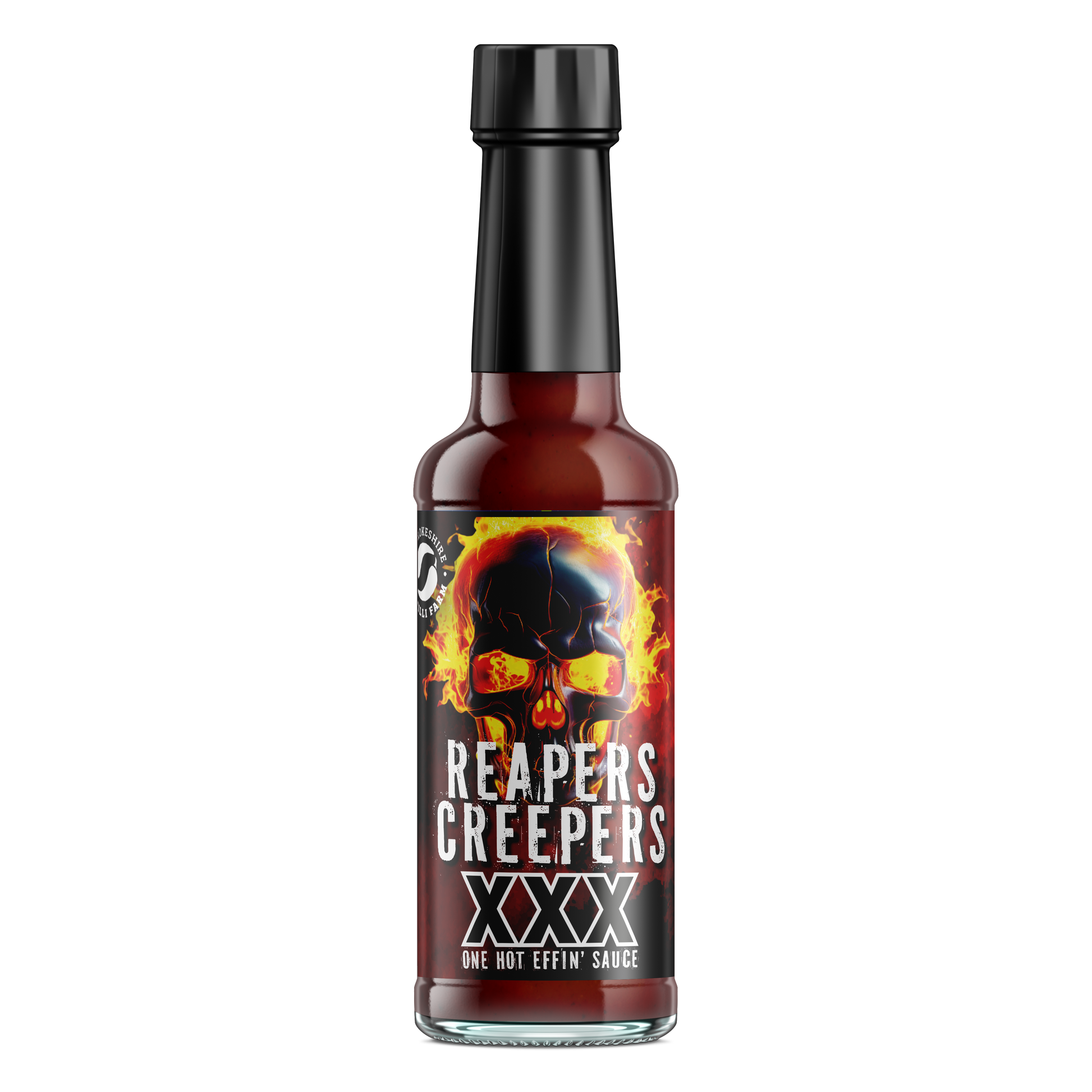 Reapers Creepers XXX hot chili peppers from Pembrokeshire Chilli Farm, vibrant red peppers on the plant.