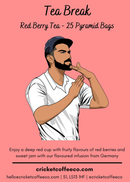 RedBerryTeaBreak online label by Clubhouse Roastery, featuring a vibrant design for a flavorful tea blend.