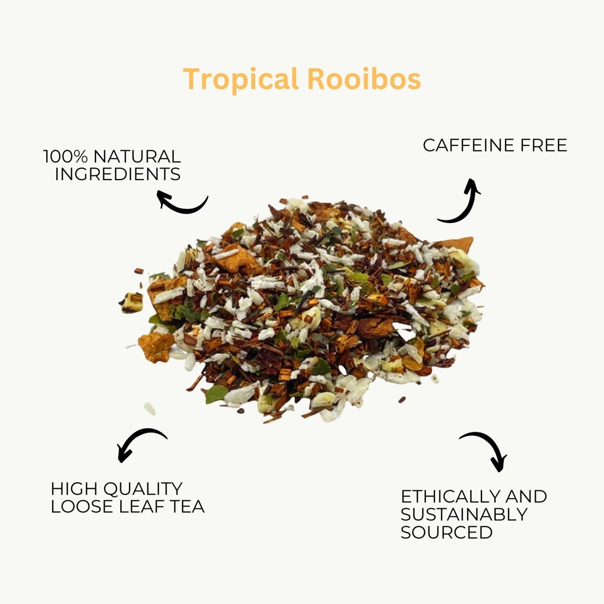 Loose leaf Rooibos tea from Camellios, showcasing vibrant red tea leaves and a traditional tea infuser for brewing.