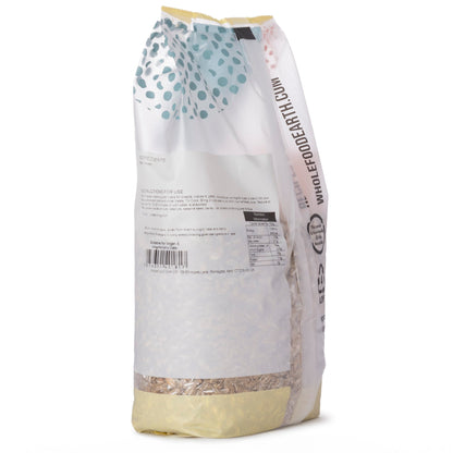 Whole Food Earth rye flakes in a 1kg package, close-up view of the speciality cereal flakes.