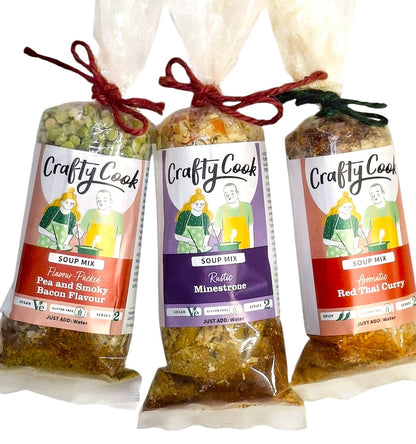 SAVOURY MINI GLUTEN FREE COLLECTION cooking kits, dried meal kits for soup from Crafty Cook by Kandy Kitchen Creations monthly subscription uni food