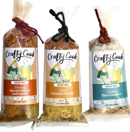 Savoury Mini cooking kits, dried meal kits for soups from Crafty Cook by Kandy Kitchen Creations monthly subscription uni food