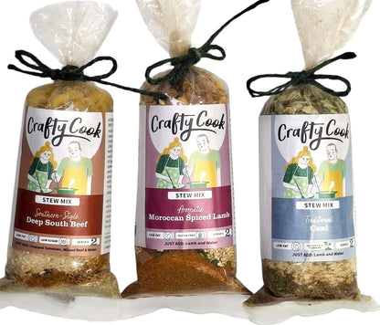 Savoury Mini Stew cooking kits, dried meal kits for stews from Crafty Cook by Kandy Kitchen Creations monthly subscription uni food