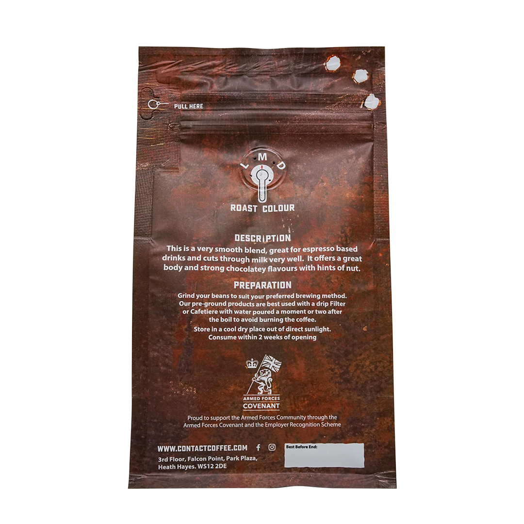 Shot Fired Coffee from Contact Coffee Company Ltd., a rich brewed coffee in a coffee cup with a dark roast appearance.