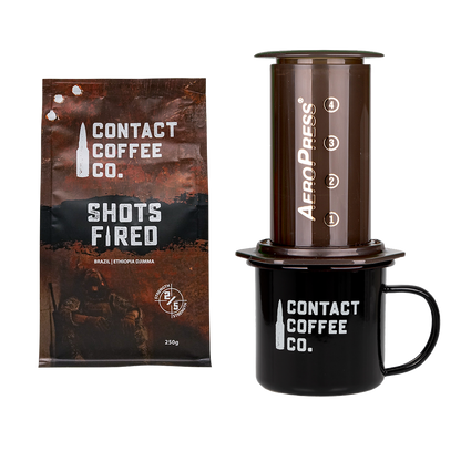 Contact Coffee Company Ltd. Coffee Care Package with assorted coffee blends and accessories, perfect for coffee lovers.