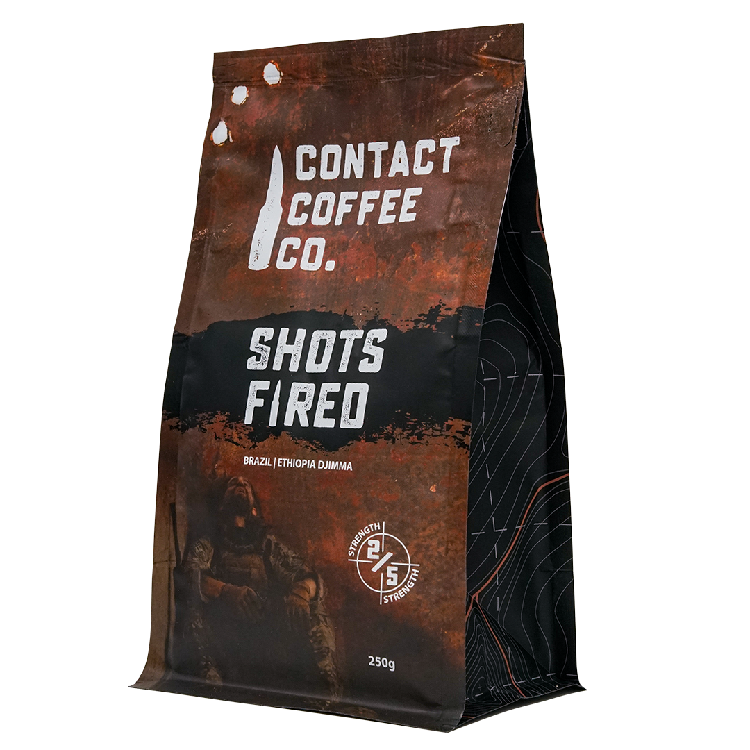 A bag of Coffee Resupply from Contact Coffee Company Ltd., featuring the product packaging with branding and coffee details.