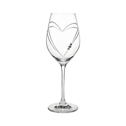 Glassware UK diamante wine glass with heart-shaped cut in a gift box, elegant wine glass for special occasions