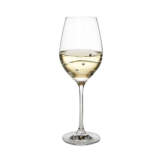 Elegant Diamante Wine Glass with Spiral Cut design by Glassware UK, showcasing sparkling diamonds and intricate spiral detailing.