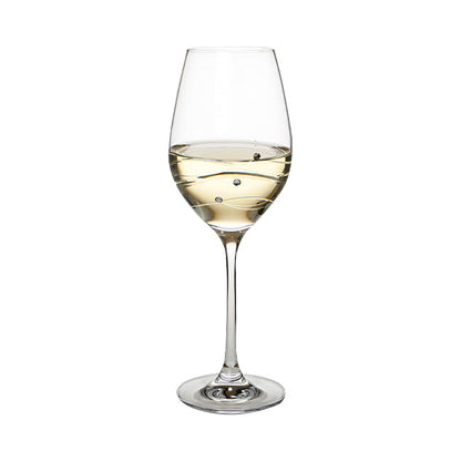 Elegant Diamante Wine Glass with Spiral Cut design by Glassware UK, showcasing sparkling diamonds and intricate spiral detailing.