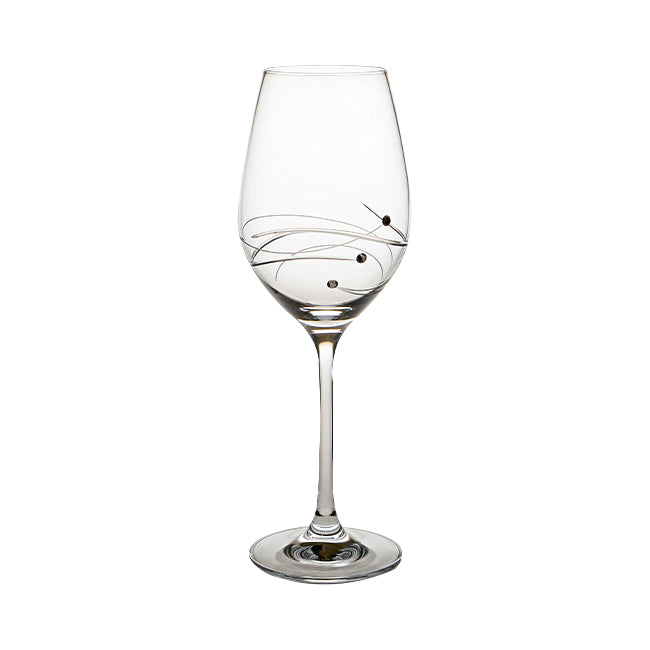 Elegant diamante wine glass with spiral cut design from Glassware UK, showcasing sparkling details and a sleek shape.