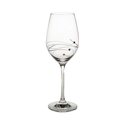 Elegant diamante wine glass with spiral cut design from Glassware UK, showcasing sparkling details and a sleek shape.