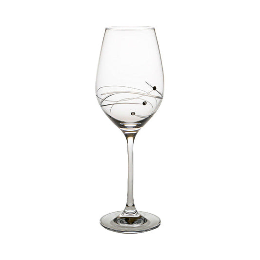 Elegant diamante wine glass with spiral cut design from Glassware UK, showcasing sparkling details and a sleek shape.