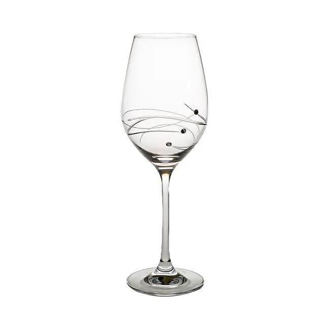 Elegant Diamante Wine Glass with Spiral Cut by Glassware UK, featuring sparkling embellishments and a sleek, clear design.
