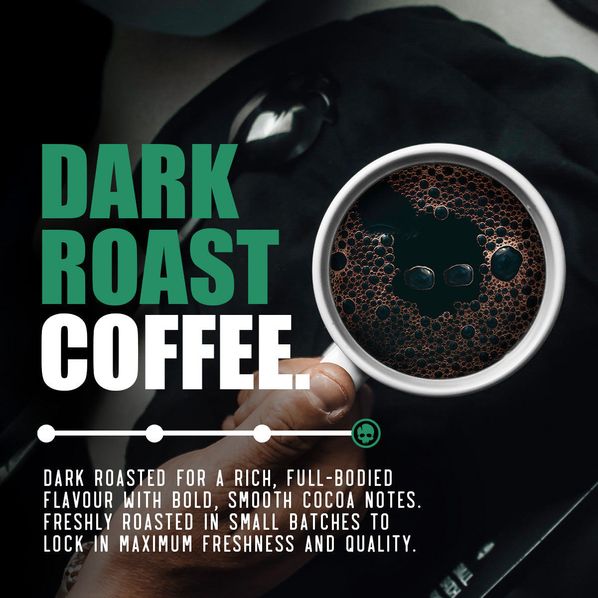 Six 250ml cans of Skull Crusher Coffee infused cold brew coffee, showing colorful cans with bold branding and vibrant label design.