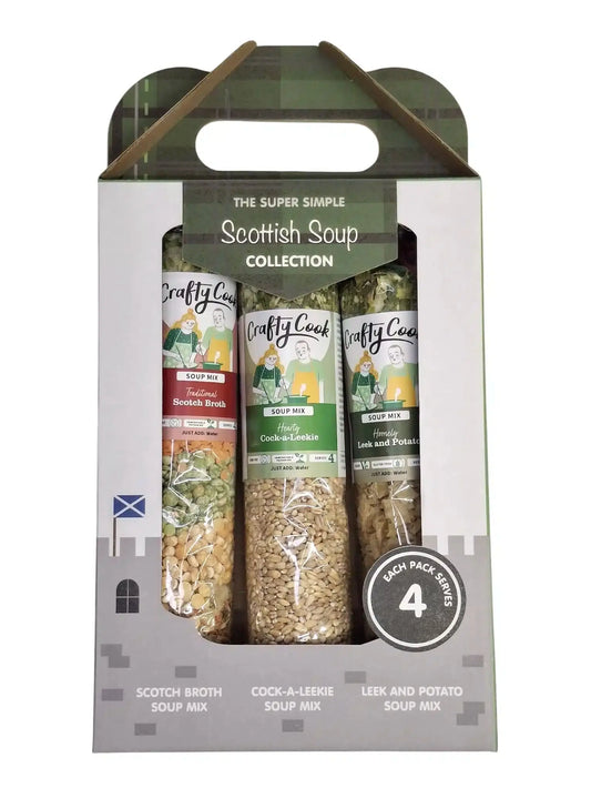 Crafty Cook Super Simple Scottish Collection Box featuring a variety of Scottish-themed items in a colorful display.