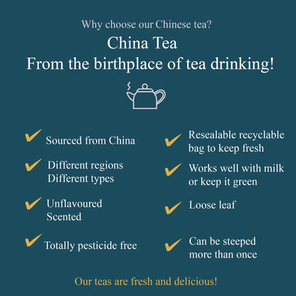 Loose leaf Yunnan Imperial "Gold Tip" Shanghai Breakfast Tea by High Teas, showcasing golden-tipped tea leaves in a traditional presentation.