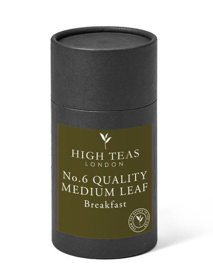 Loose leaf English Breakfast Blend No.6 tea by High Teas, featuring quality medium leaf tea in a clear container.